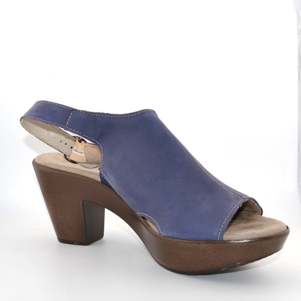 Munro Slingback Sandals Womens 9.5 Blue‎ Excellent Nubuck Platform Heels Womens